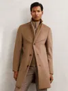 Reiss Light Brown Gable Gilet Wool-blend Internal-gilet Overcoat