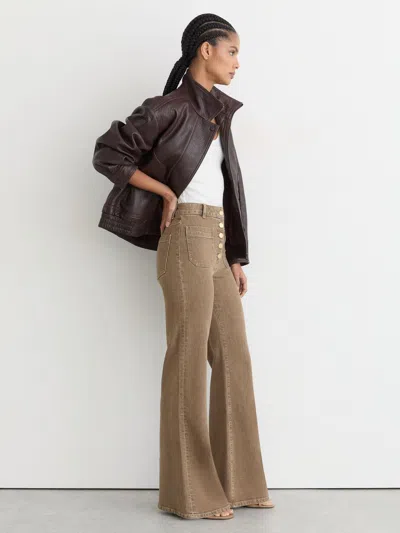 Reiss Light Brown Petite Twin-pocket Button Flared Jeans