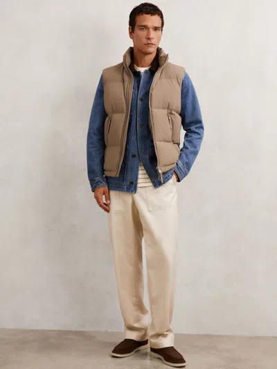 Reiss Light Camel Brown Gilet In Gold