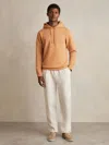 Reiss Light Camel Brown Interlock-jersey Drawstring Hoodie In Brown