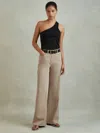 Reiss Light Camel Garment Dyed Wide Leg Trousers