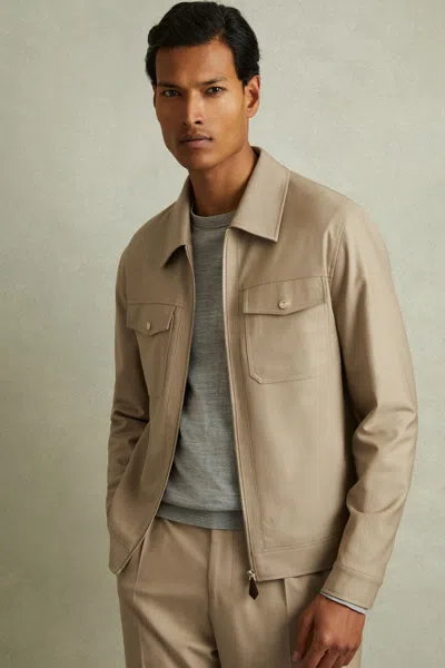 Reiss Light Camel Moleskin Finish Trucker Jacket