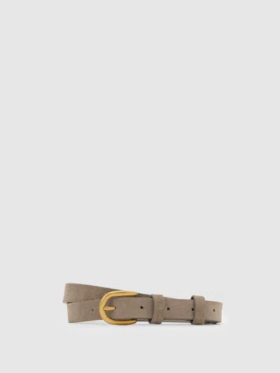Reiss Light Grey Cynthia Suede Tie Curved-buckle Belt In Brown