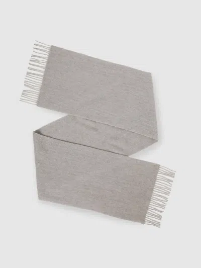 Reiss Light Grey Wool And Cashmere Scarf In Gray