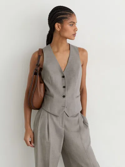 Reiss Light Grey Wool-blend Tailored Waistcoat