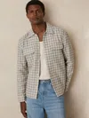 Reiss Light Grey Woven Check Twin-pocket Overshirt In Gray