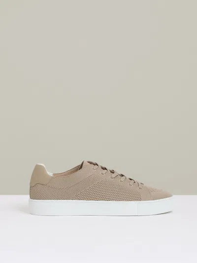Reiss Light Khaki Finley Knit Knitted Low-top Trainers In Brown