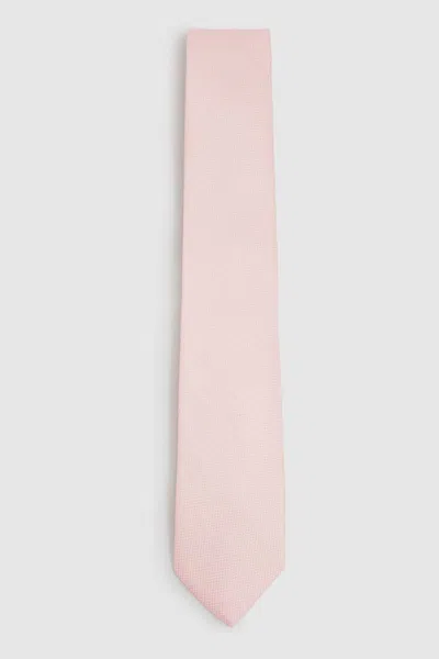 Reiss Light Pink Ceremony Textured Tie With Silk