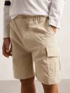 Reiss Light Stone 9-13 Yrs Ripstop Cargo Shorts In White
