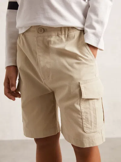 Reiss Light Stone Tyler 9-13 Yrs Ripstop Cargo Shorts In White