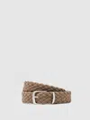 Reiss Mens Jesse Woven Suede Belt Light Stone In Brown