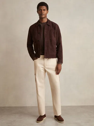 Reiss Light Stone Cotton-lyocell Cargo Trousers In Gray