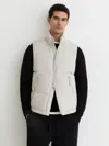 Reiss Light Stone Saturn Quilted Zip-through Puffer Gilet In Gray