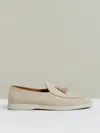 Reiss Light Stone Suede Tassel Loafers In Neutral