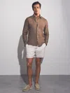 Reiss Light Taupe Brown Linen Button Through Shirt