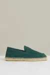 Reiss Light Teal Suede Penny-strap Espadrilles