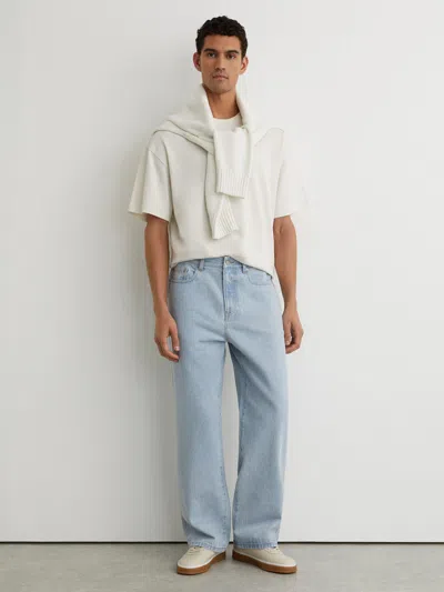 Reiss Light Wash Blue Rubin Monogram Relaxed-fit Jeans