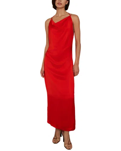 Reiss Lilah Slip Cowl Neck Midi Dress In Orange