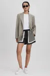 Reiss Black Printed Drawstring Shorts In Black