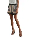 Reiss Lilly Graphic-print High-rise Satin Shorts In Navy Print