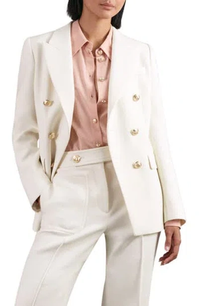 Reiss Lily Double Breasted Blazer In White