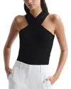 Reiss Lily Rib Crossover Halter Tank In Black