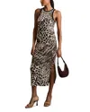 Reiss Womens Leopard-print Sleeveless Stretch-jersey Midi Dress Neutral In Neutral