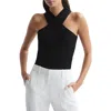 Reiss Lily Rib Crossover Halter Tank In Black
