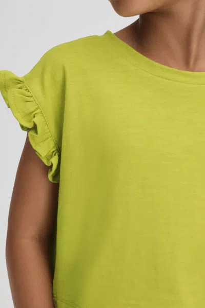 Reiss Lime 13-14 Yrs Ruffle Sleeve Cropped T-shirt