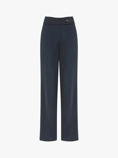 Reiss Lina High Rise Wide Leg Trousers In Navy Blue