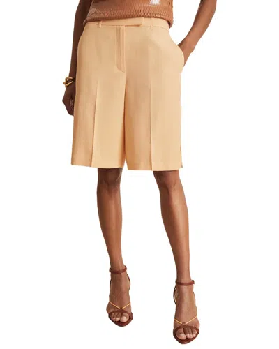 Reiss Lina Tailored Linen-blend Short In Neutral