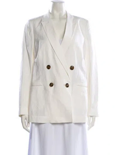 Pre-owned Reiss Linen Blazer In White