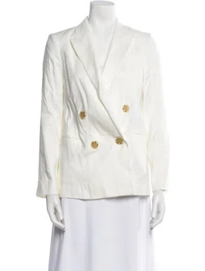 Pre-owned Reiss Linen Blazer In White