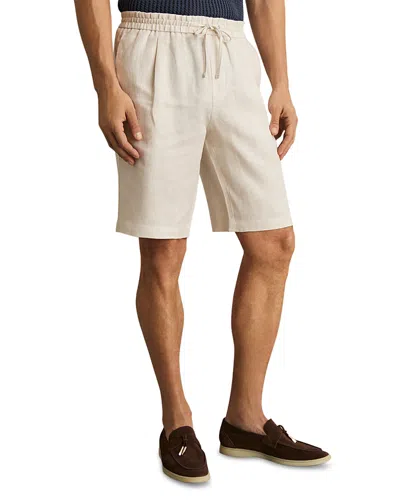 Reiss Linen Drawstring 9.8 Shorts In Neutral