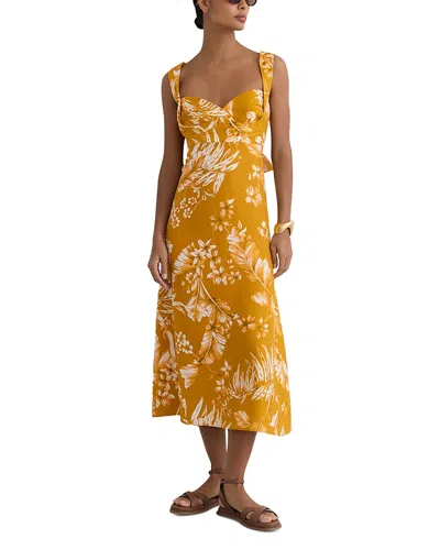 Reiss Linen Dress In Yellow