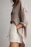 Reiss Stone Linen High Rise Drawstring Shorts In Stone