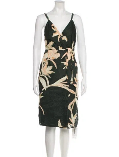 Pre-owned Reiss Linen Knee-length Dress In Green