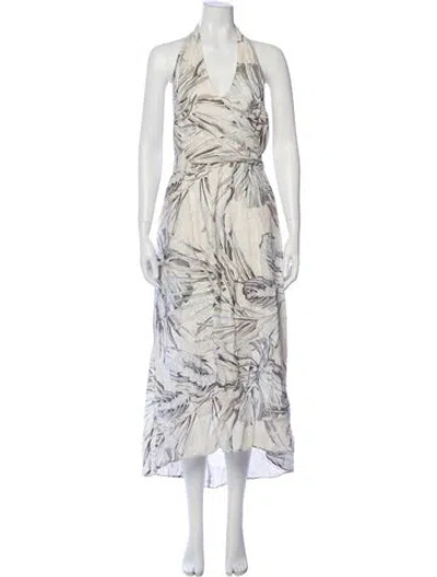 Pre-owned Reiss Linen Long Dress In Multi