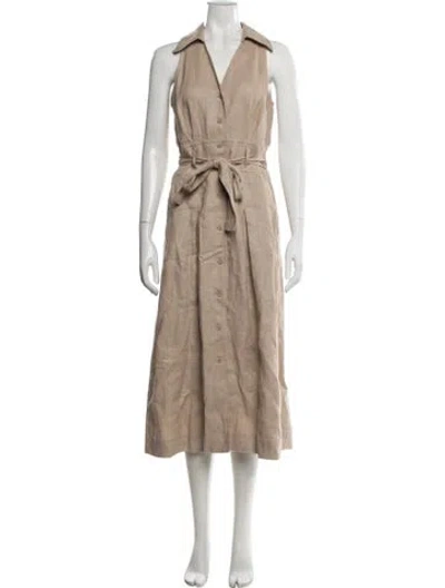 Pre-owned Reiss Linen Long Dress W/ Tags In Neutral