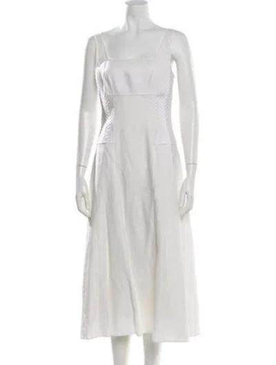 Pre-owned Reiss Linen Long Dress In White