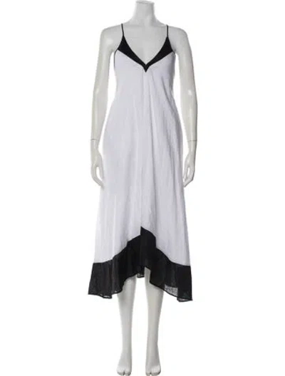 Pre-owned Reiss Linen Midi Length Dress In Multi