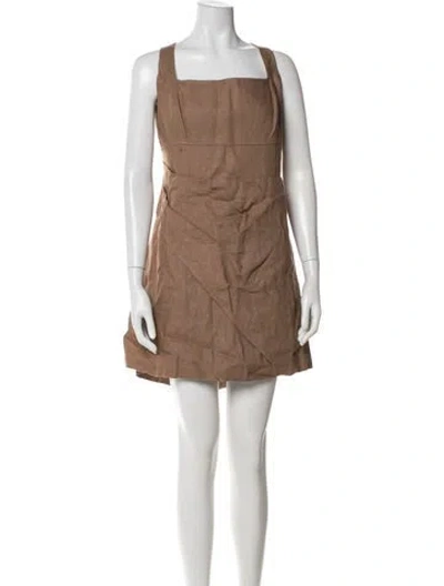 Pre-owned Reiss Linen Mini Dress In Brown