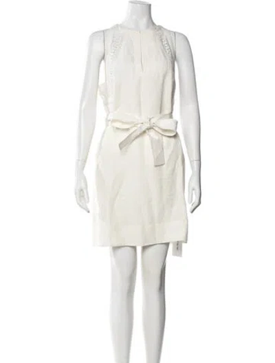 Pre-owned Reiss Linen Mini Dress In White