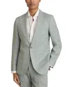 Reiss Linen Notch Lapel Slim Fit Blazer In Ocean Green