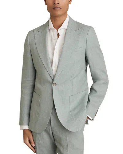 Reiss Linen Notch Lapel Slim Fit Blazer In Ocean Green