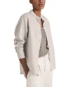 Reiss Linen Ribbed Trim Shirt In Soft Grey