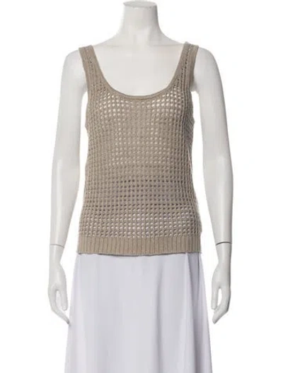 Pre-owned Reiss Linen Scoop Neck Sweater In Neutrals