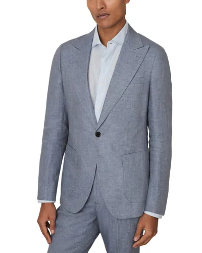 Reiss Linen Slim Fit Peak Lapel Blazer In Airforce Blue