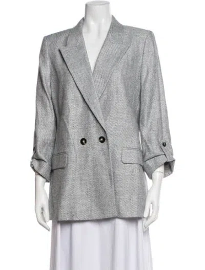 Pre-owned Reiss Linen Tweed Pattern Blazer W/ Tags In Grey