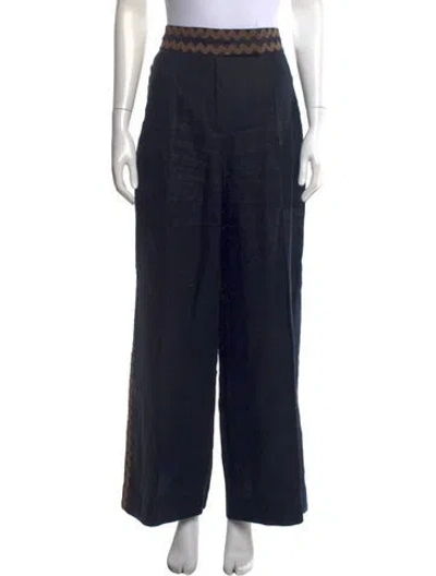 Pre-owned Reiss Linen Wide Leg Pants In Blue